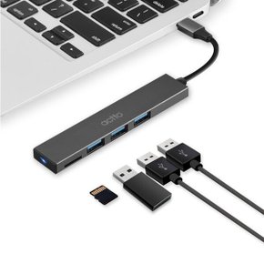 C타입 TF 카드리더기 + 3포트 USB 3.0 멀티 허브 CRH-14 노트북 맥북 삼성 갤럭시북 lg그램 추천