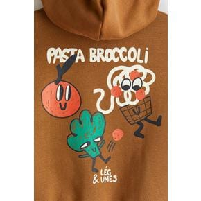 프린트 디테일 후드티 브라운/Pasta Broccoli 1241655008