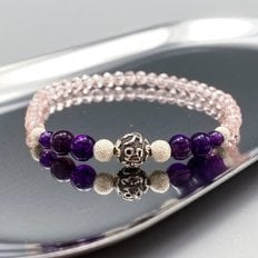 텐바이텐 마녀공방 실버 육자진언 샌딩볼 자수정 & 크리스탈 개운팔찌