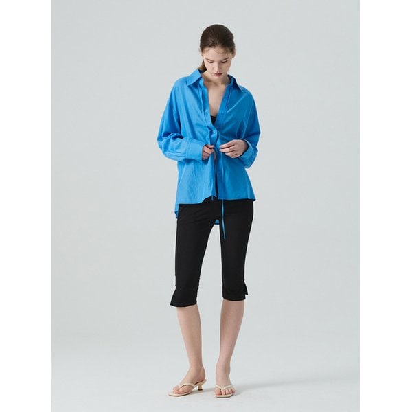 Soft Shirring Linear String Shirt_Azur Blue