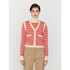 VITA Gingham Check Knit Vest - Red/Ivory