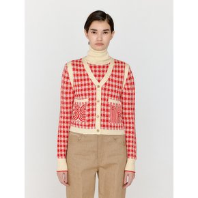 VITA Gingham Check Knit Vest - Red/Ivory