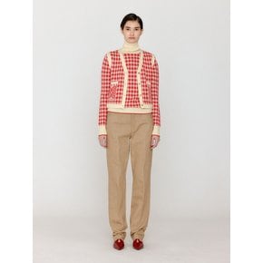 VITA Gingham Check Knit Vest - Red/Ivory