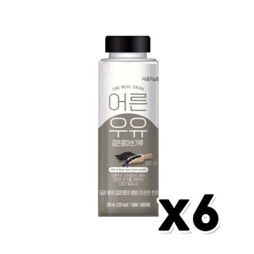  어른우유 검은콩미숫가루 건강한끼 페트음료 250ml x 6개