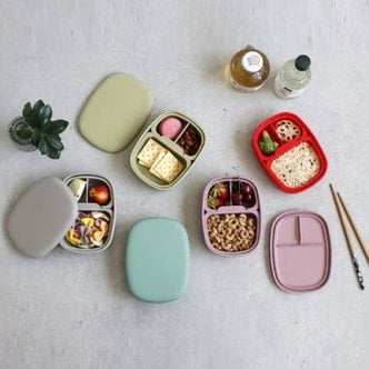 텐바이텐 국산 파스텔 실리콘 밀폐 3칸 도시락통 5color 전자렌지 냉동밥 냉장
