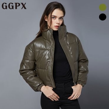 GGPX 하이넥 페이크 레더 숏 패딩 점퍼 (GOBJP010F)