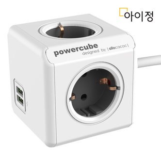 아이정 디자인 멀티탭 파워큐브 4구 익스텐디드 USB 그레이 1.5M