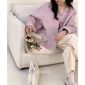 루즈핏 캐시미어 핸드메이드 겨울 숏 코트 여성 반코트