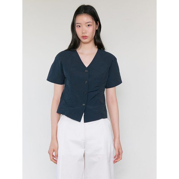 V Neck Shirts Blouse  Navy (KE5560M10R)