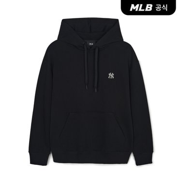 MLB [코리아공식] 베이직 스몰로고 오버핏 후드티 NY (Black)