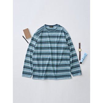 아날로그무드 패턴 오브제 세미 긴팔 니트 (블루)