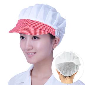 레드체크 반망사 주방 위생모자