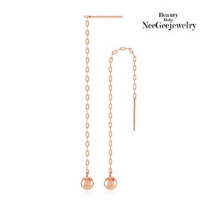 14K PINK GOLD 4mm 베이직 볼 드롭 이어링