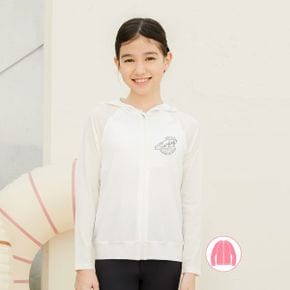 여아동 화이트 후드 집업 래쉬가드 BEG X605H_P361455873
