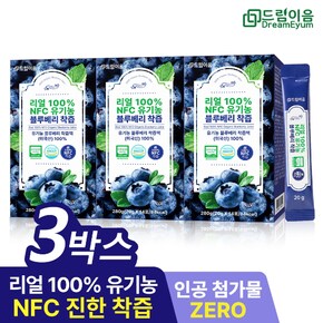 드림이음 리얼 100 NFC 유기농 블루베리 즙 착즙 미국산 원액 스틱 14포 3박스