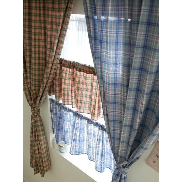 국내 코코체크 주방 바란스 가리개 미니창 커튼 2컬러 현관 카페 베란다 가림막  빈티지 커텐