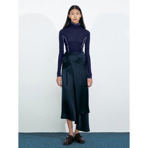 Foggy Silky Lap Skirt (Navy)