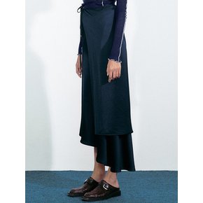 Foggy Silky Lap Skirt (Navy)