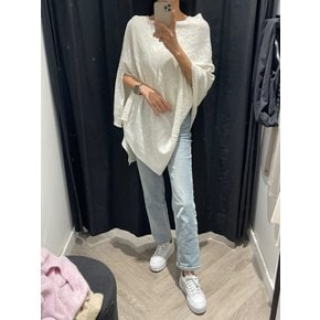 진 26SS 여성 로고 화이트 판초