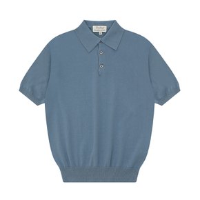 Essential Short Sleeve Polo Knit (Marine Blue)