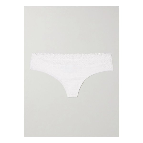 더블 테이크 레이스 트리밍 스트레치 저지 텅 팬티 화이트 1647597354388332