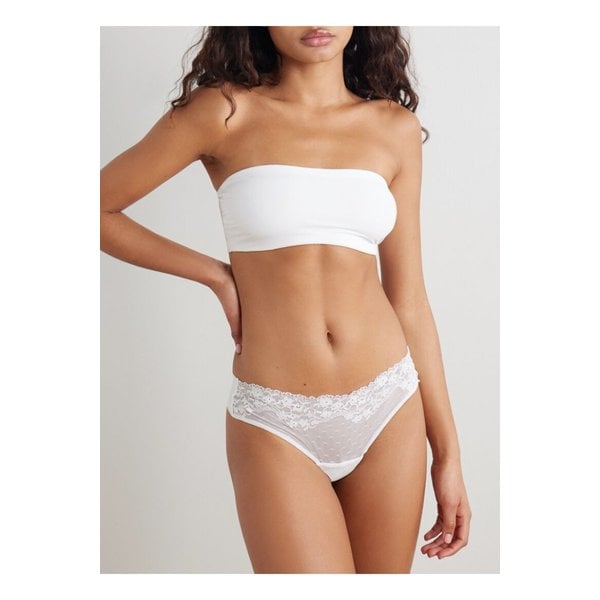 더블 테이크 레이스 트리밍 스트레치 저지 텅 팬티 화이트 1647597354388332