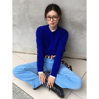 비플랫 베네통 캐시미어 라운드 컬러 니트 (Blue)