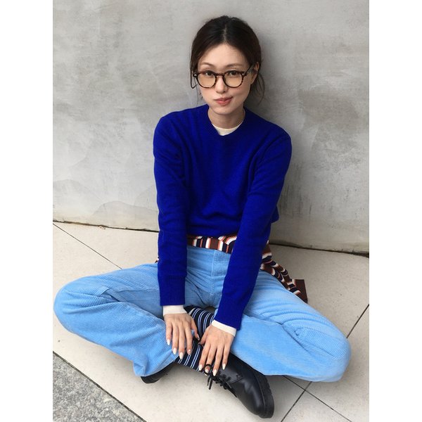 캐시미어 라운드 컬러 니트 (Blue)