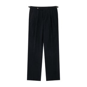 Wool Flannel adjust 2Pleats relaxed Trousers (Navy)