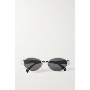 Oval-frame Silver-tone And Acetate Sunglasses 실버