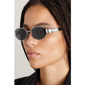 Oval-frame Silver-tone And Acetate Sunglasses 실버