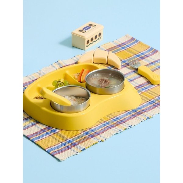 [SET] 마미그래 스텐 자기주도 이유식 유아식 세트(스텐 멀티볼+스텐 스푼포크+실리콘 식판)