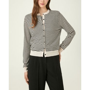 DKNY 린넨 블렌드 스트라이프 카디건 (DW2F7KCD647L)