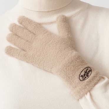 리끌로우 FLUFFY LOGO GLOVE BEIGE