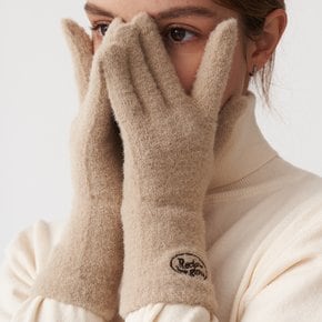 FLUFFY LOGO GLOVE BEIGE