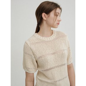 STRIPE SHOT SLEEVE KNIT (NATURAL)