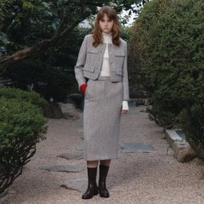 [Signature] SOPHIA Tweed Wool Long Skirt_Beige