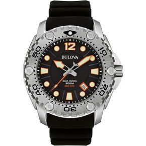 영국 부로바 시계 Bulova Sea King Mens UHF 워치 with 아날로그 Display and 블랙 Rubber 스트