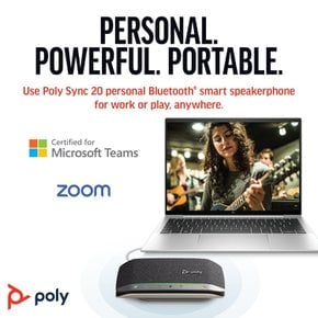 Poly Sync 20 USB-C Bluetooth MicrosoftTeams PC Mac Teams Zoom 8G0X6AA 스피커폰 인증 모델