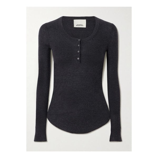 이디테 골지 캐시미어 실크 혼방 헨리 탑 그레이 46376663162889832