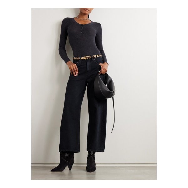 이디테 골지 캐시미어 실크 혼방 헨리 탑 그레이 46376663162889832