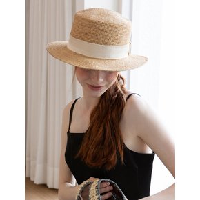 아르덴느 리본 밴드 천연 라피아 보터햇 HT8198 아이보리