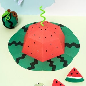 클레이피아 205 민화샵 수박 종이 모자 만들기 여름 색칠