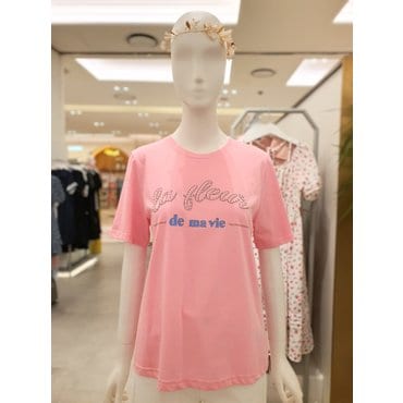르샵 라운드넥 진주 프린트 반팔 티셔츠 L2F26JTS170