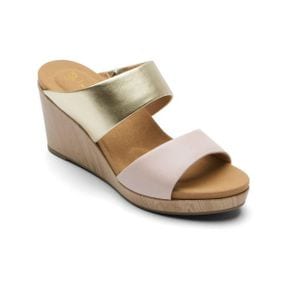 5363946 Rockport OJ Briah Two Band Womens Leather Slip On Wedge Sandals