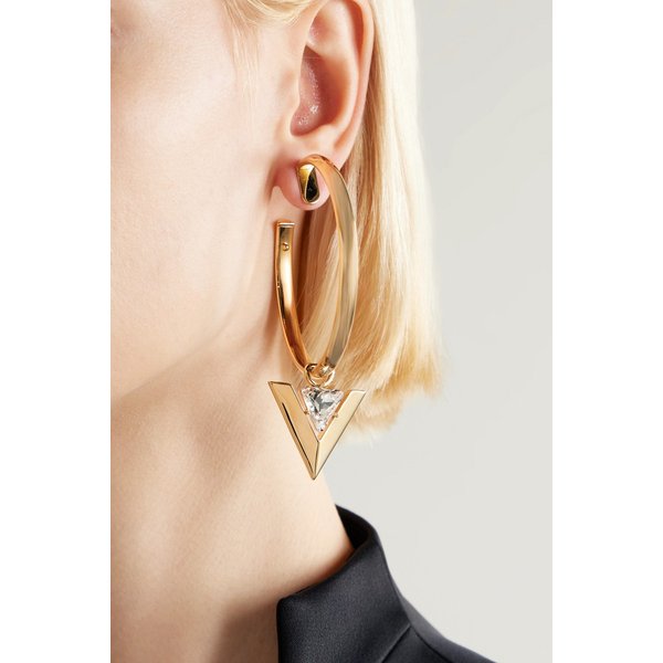 골드톤 크리스탈 후프 귀걸이 46376663162909911