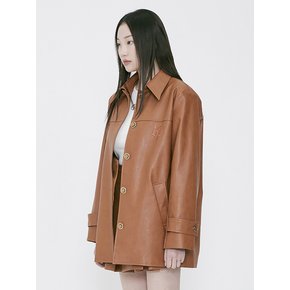 ECO LEATHER HALF JACKET - CAMEL