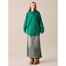 [WOMAN] OBJET NEEDLEWORK CORDUROY OVER-FIT SHIRT GREEN