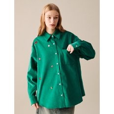 [WOMAN] OBJET NEEDLEWORK CORDUROY OVER-FIT SHIRT GREEN