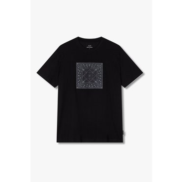 ARMANI EXCHANGE AX 남성 페이즐리 패치 크루넥 티셔츠- 블랙(A415130042)